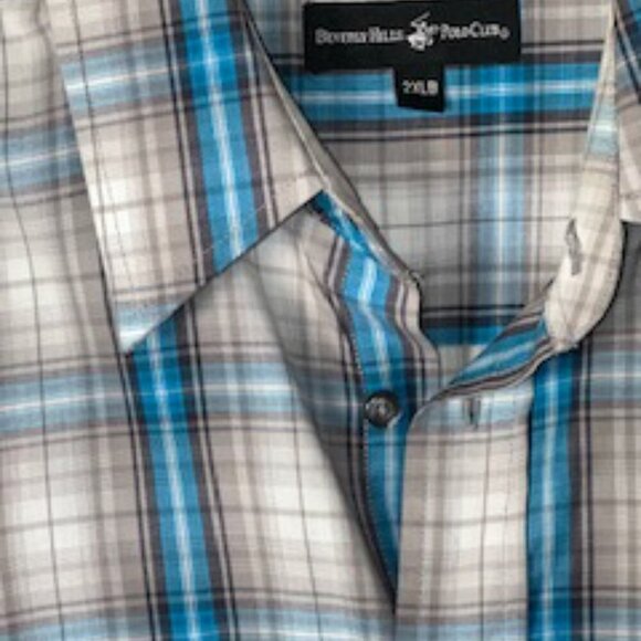 Beverly Hills Polo Club Button Up Shirt Men's 2XLB Sleeve Multi-Plaid - Picture 4 of 5